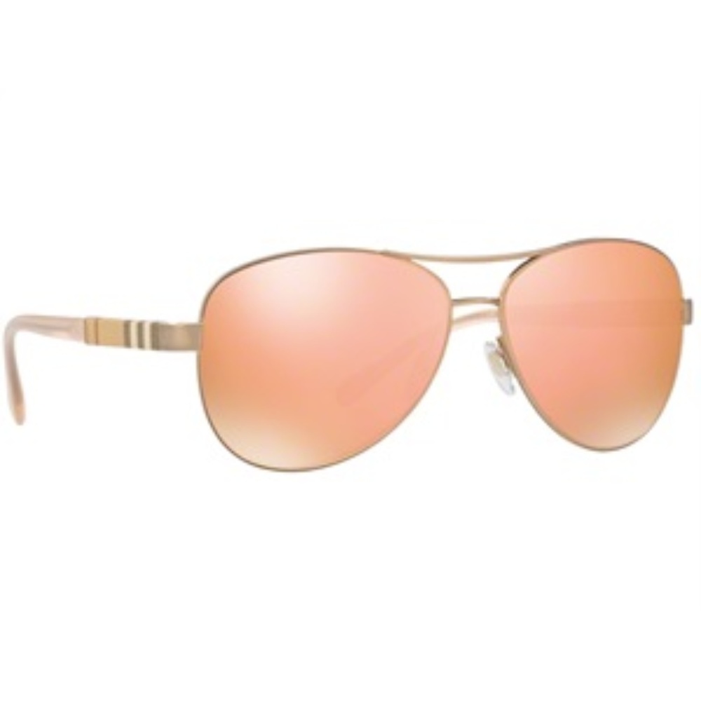 Burberry B3080 Rose Gold Matte Aviator Sunglasses